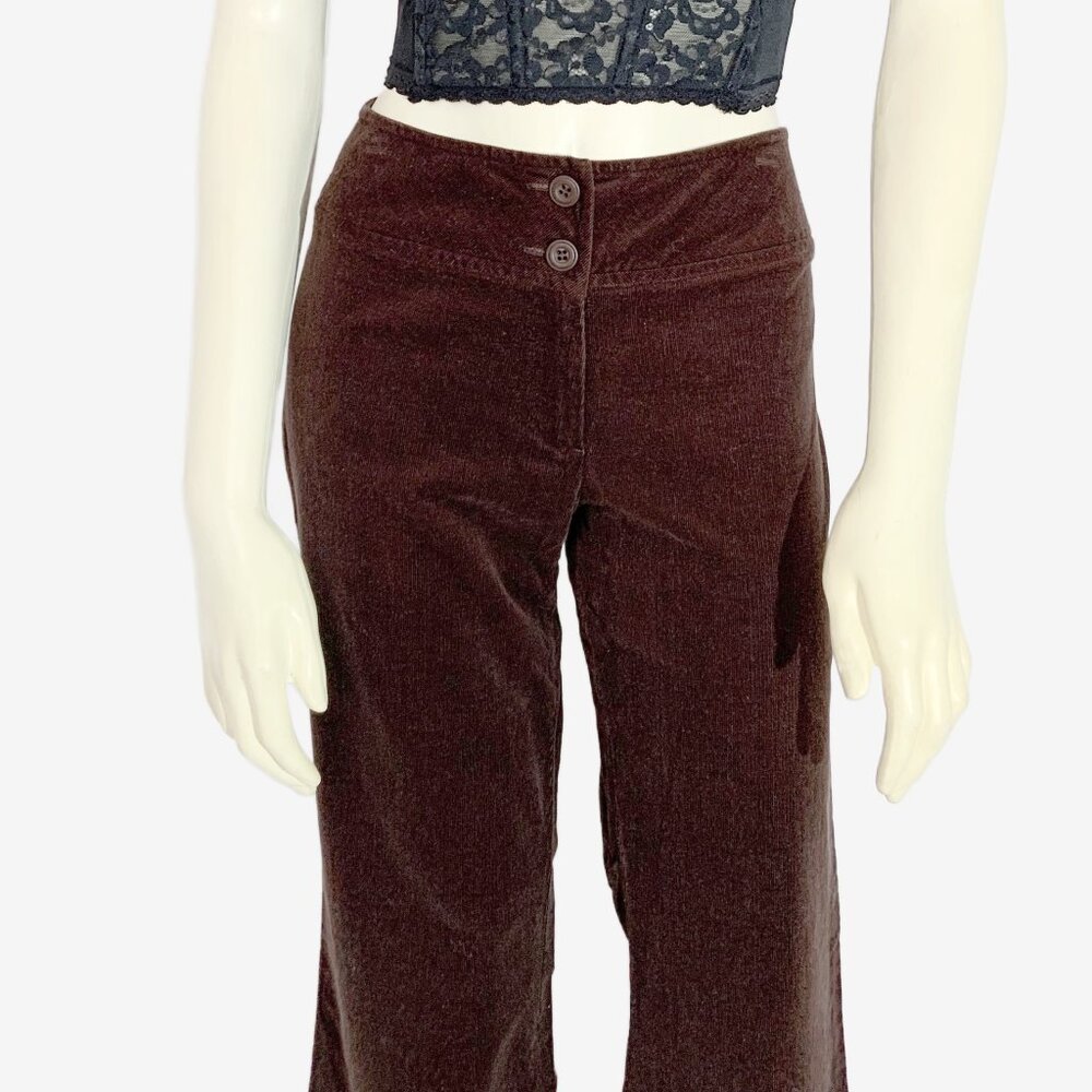 Vintage Y2K Brown Velvet Corduroy Flares / Made in China / size Medium - Picture 10 of 10